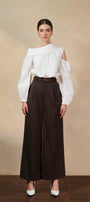 Farrah Cropped Asymmetric Neck Raw Fabric Top - MEAN BLVD