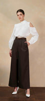 Farrah Cropped Asymmetric Neck Raw Fabric Top - MEAN BLVD