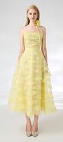 Fatima Fit and Flare Straight Across Neck Organza Midi Dress - MEAN BLVD