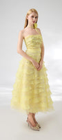 Fatima Fit and Flare Straight Across Neck Organza Midi Dress - MEAN BLVD
