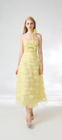 Fatima Fit and Flare Straight Across Neck Organza Midi Dress - MEAN BLVD