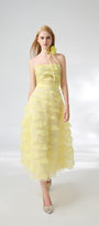 Fatima Fit and Flare Straight Across Neck Organza Midi Dress - MEAN BLVD