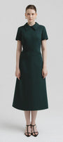 Faye A-line Collared Neck Polycotton Calf Length Dress - MEAN BLVD