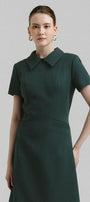 Faye A-line Collared Neck Polycotton Calf Length Dress - MEAN BLVD