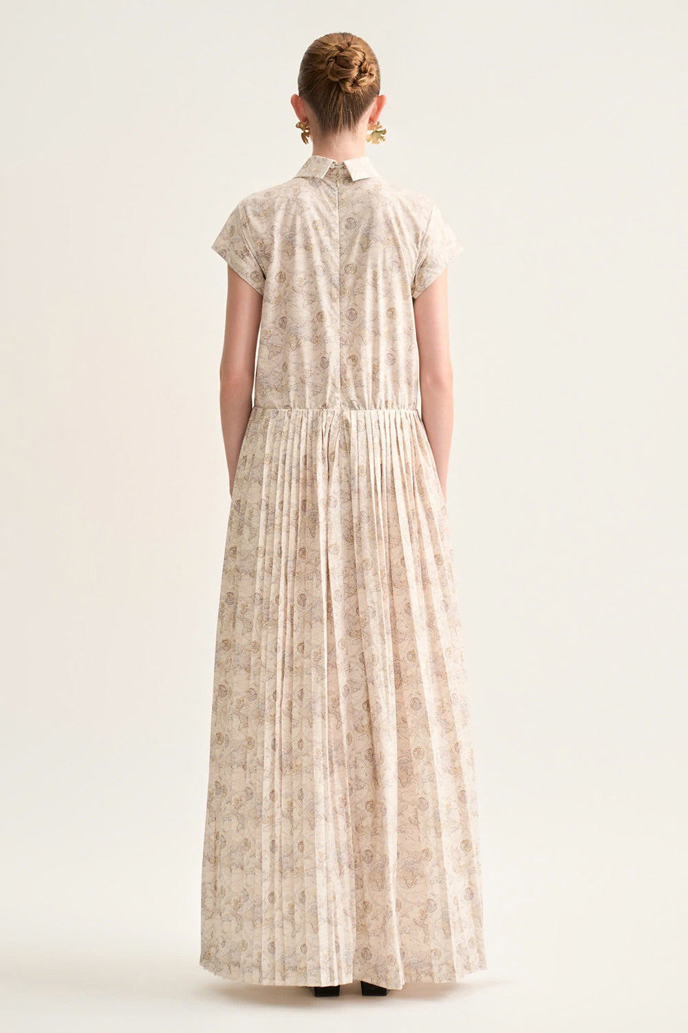 Solea A-line Pleated Cotton Maxi Dress