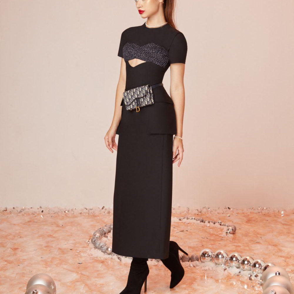 Felix Sheath Round Neck Wool Cotton Midi Dress - MEAN BLVD