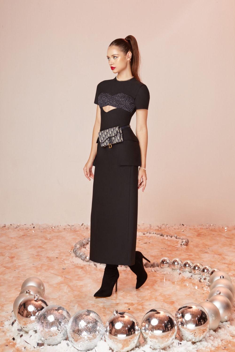 Felix Sheath Round Neck Wool Cotton Midi Dress - MEAN BLVD