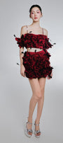 Ferial Cropped Flower Applique Silk Mini Set - MEAN BLVD
