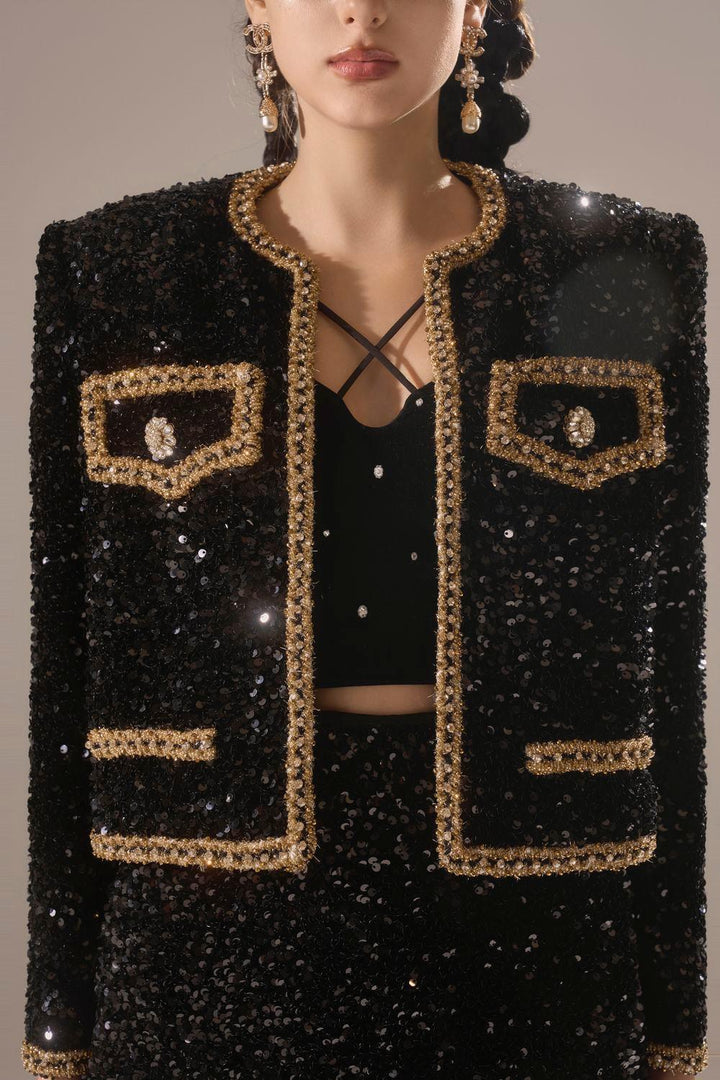 Fern Straight Square Shoulder Sequin Jacket - MEAN BLVD