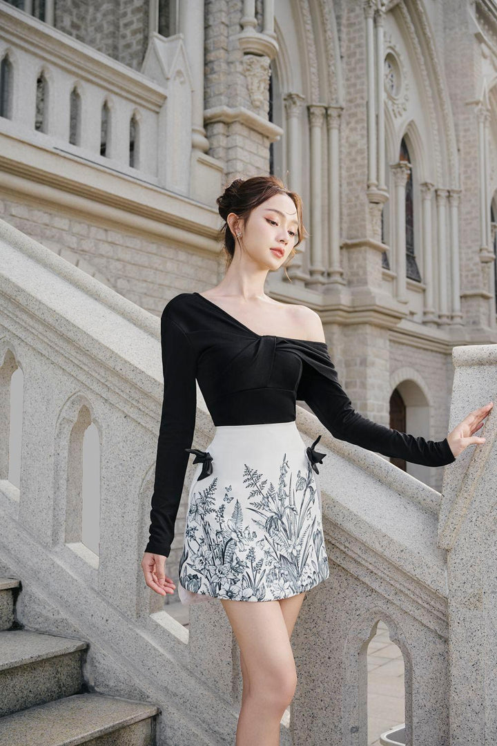 Fia A-line High Waist Rayon Mini Skirt - MEAN BLVD
