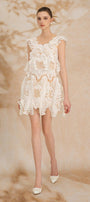 Fiamma Trapezoid Cap Sleeved Cotton Lace Mini Dress - MEAN BLVD