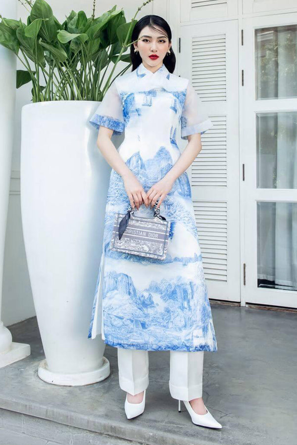 Fidelia Pleated Neck Ao Dai