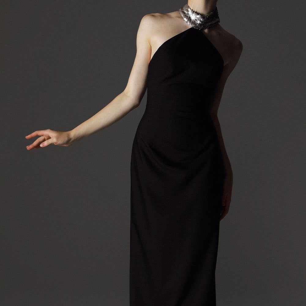 Fifth Avenue Sheath Halter Neck Wool Cotton Maxi Dress - MEAN BLVD