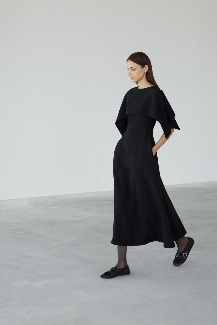 Fiona A-line Middle Sleeved Crepe Ankle Length Dress - MEAN BLVD