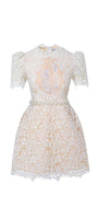 Fiona A-line Leg Of Mutton Sleeved Lace Mini Dress - MEAN BLVD