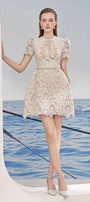 Fiona A-line Leg Of Mutton Sleeved Lace Mini Dress - MEAN BLVD