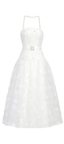 Fiona Strapless Straight Across Neck Tulle Midi Dress - MEAN BLVD
