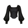Fiorella Bodycon Curved Neck Organza Top - MEAN BLVD