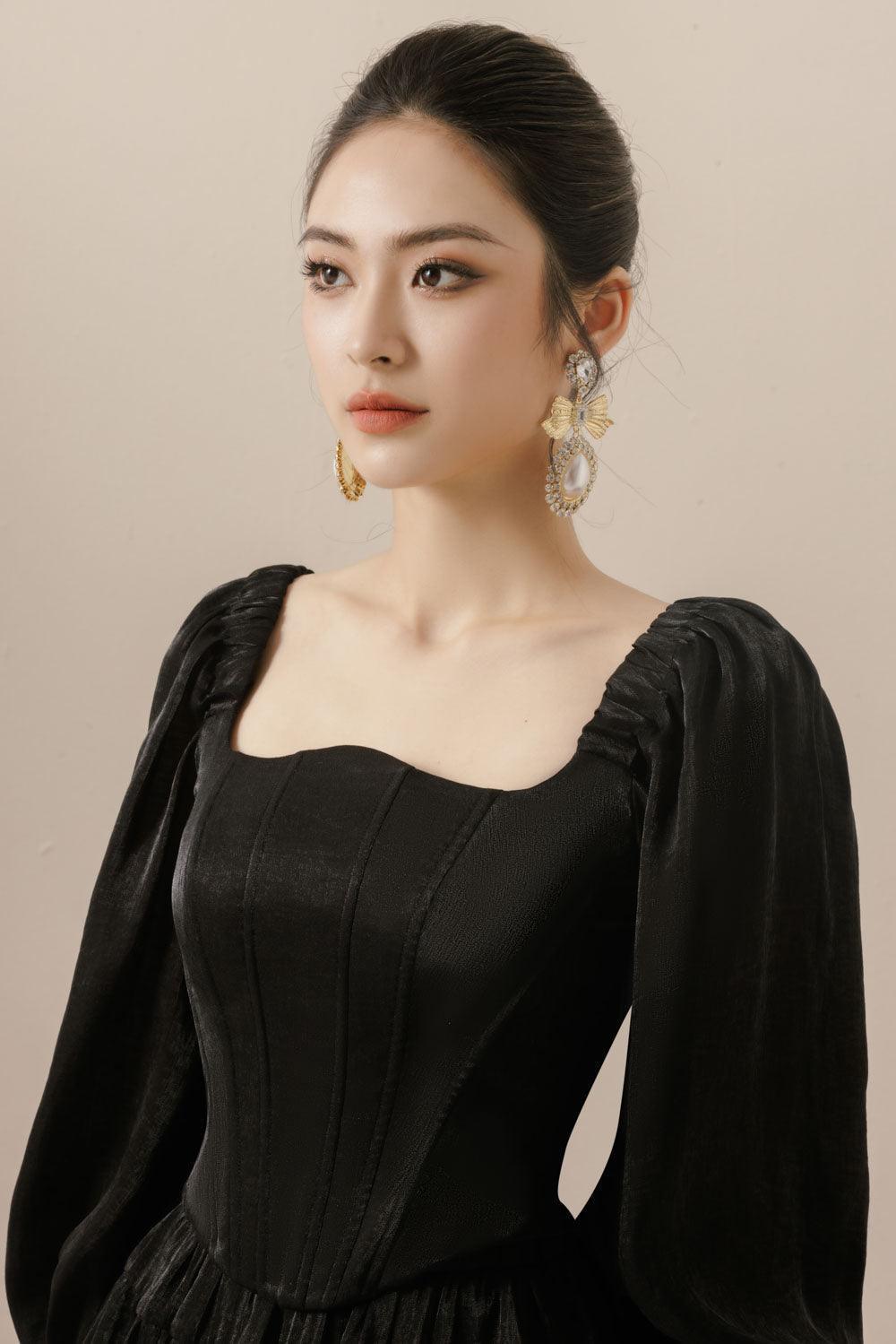 Fiorella Bodycon Curved Neck Organza Top - MEAN BLVD