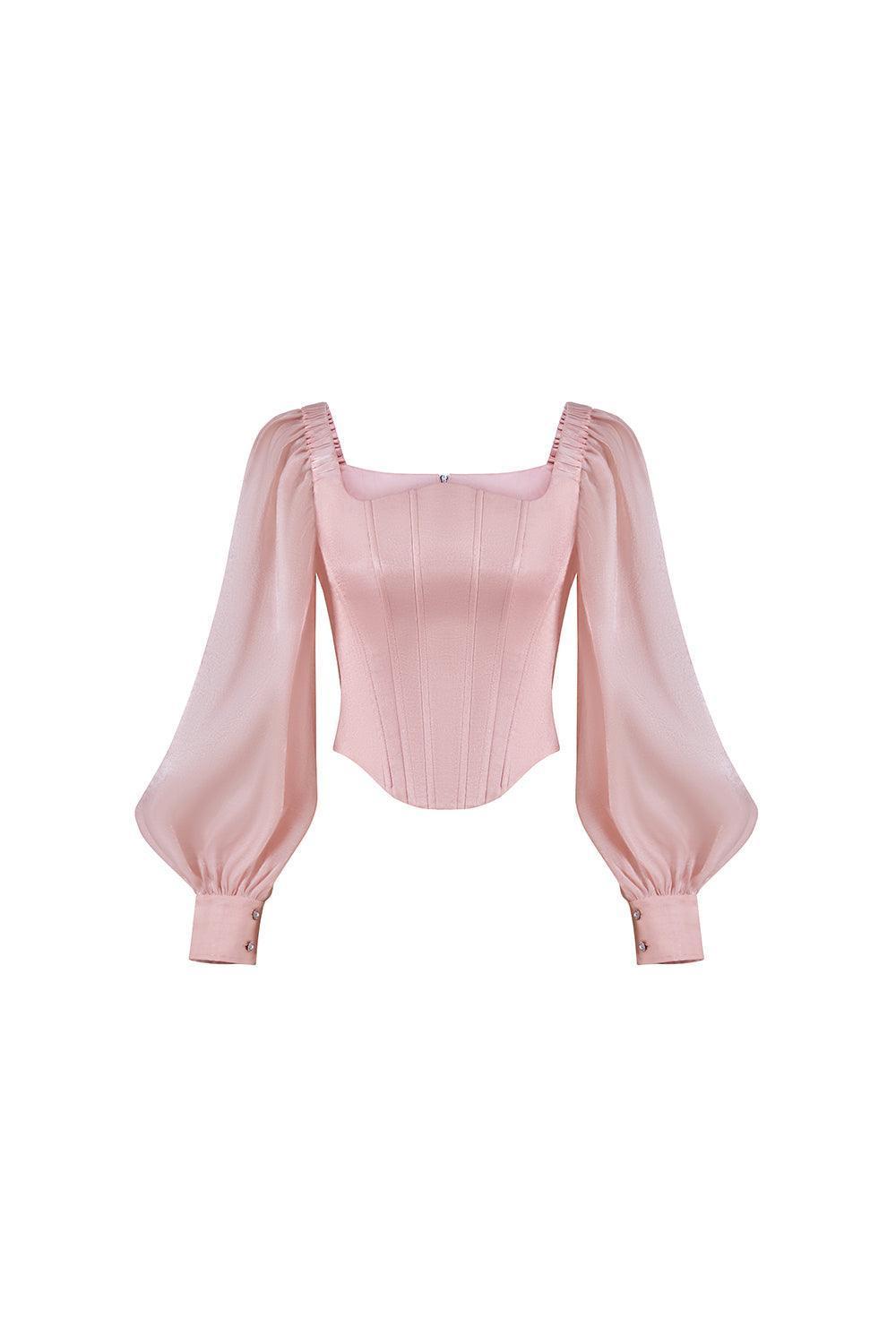 Fiorella Bodycon Curved Neck Organza Top - MEAN BLVD