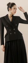 Fiorella Peplum Double Breasted Polycotton Blazer - MEAN BLVD