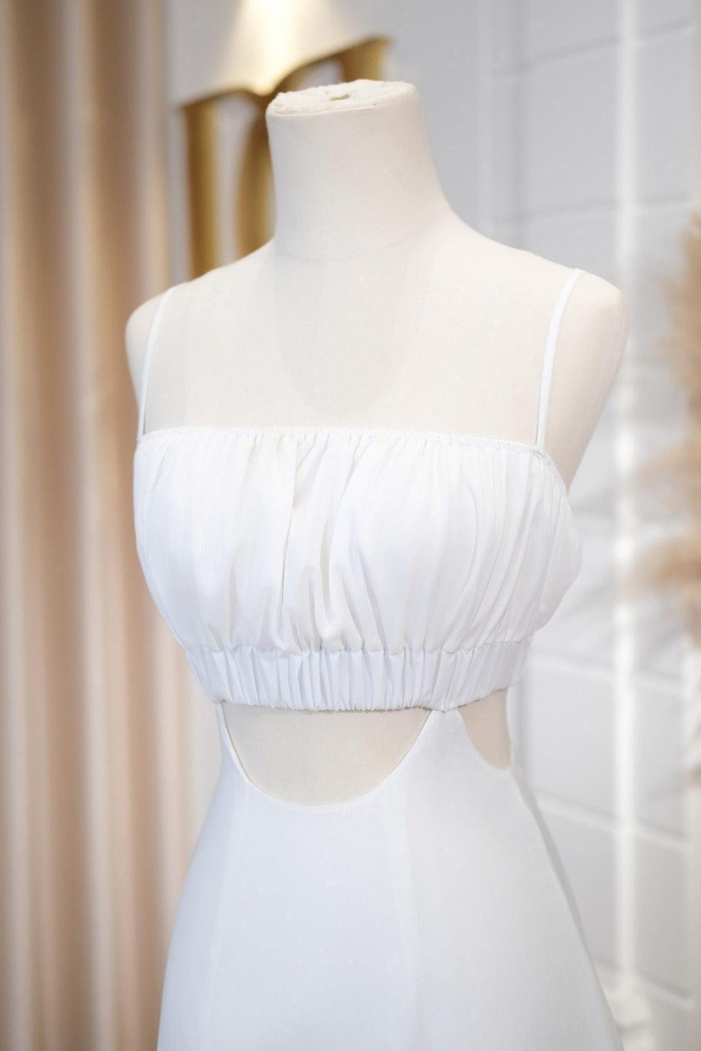 Fleda A-line Cut-Out Linen Silk Ankle Length Dress - MEAN BLVD