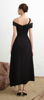 Fleur Asymmetric Diagonal Neck Polycotton Ankle Length Dress - MEAN BLVD