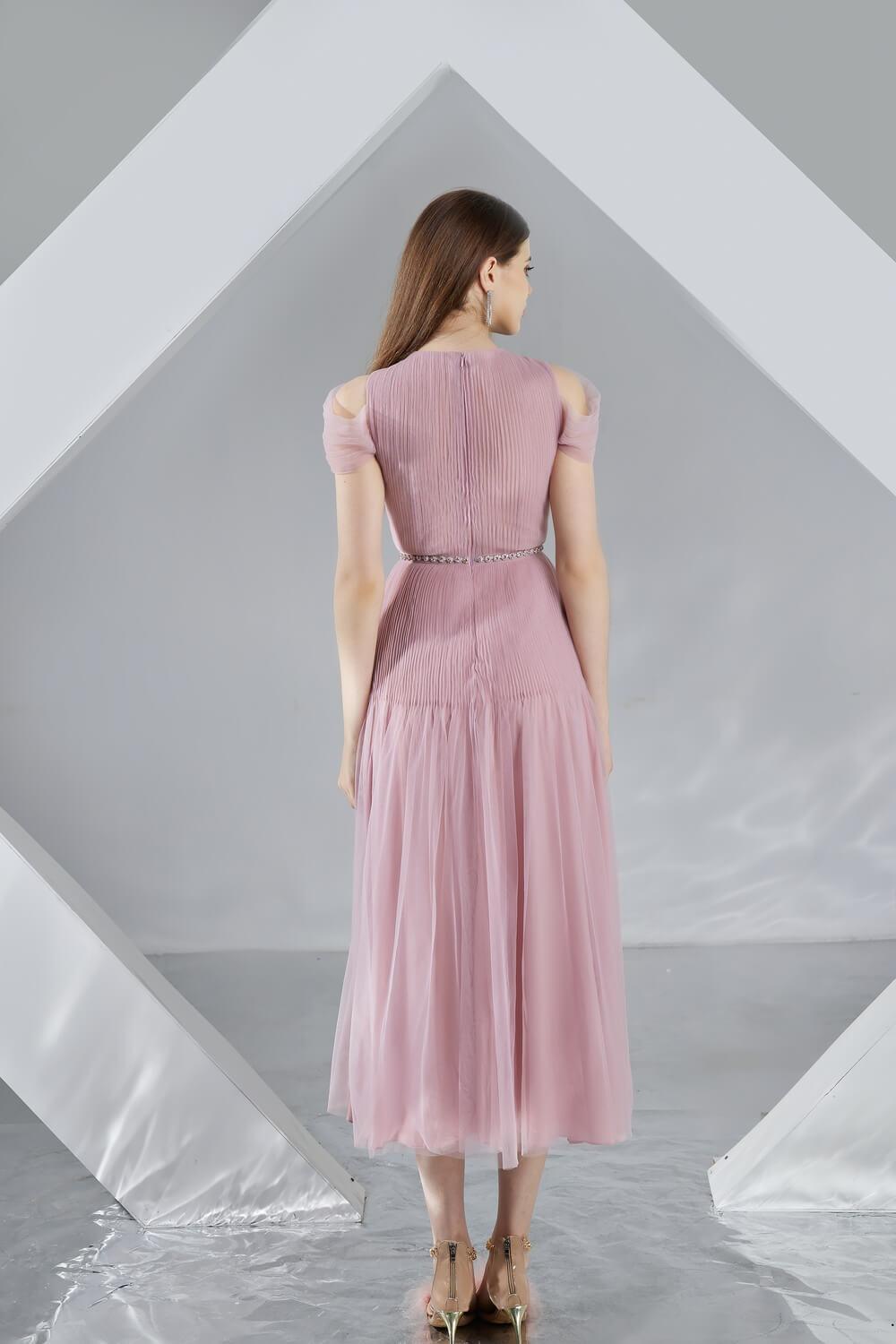 Florence A-line Puffy Sleeved Organza Midi Dress - MEAN BLVD