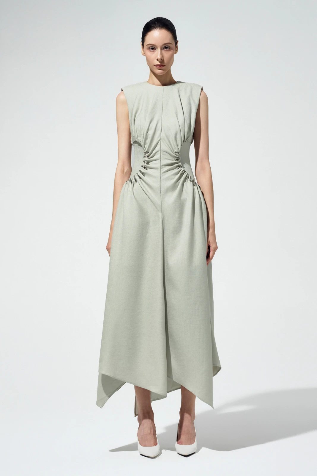 Florence Ruched Waist Midi Dress - MEAN BLVD
