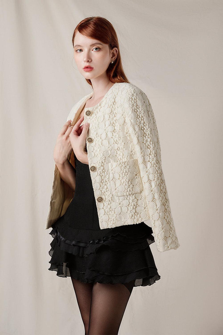 Flower Straight Patch Pocket Lace Jacket - MEAN BLVD