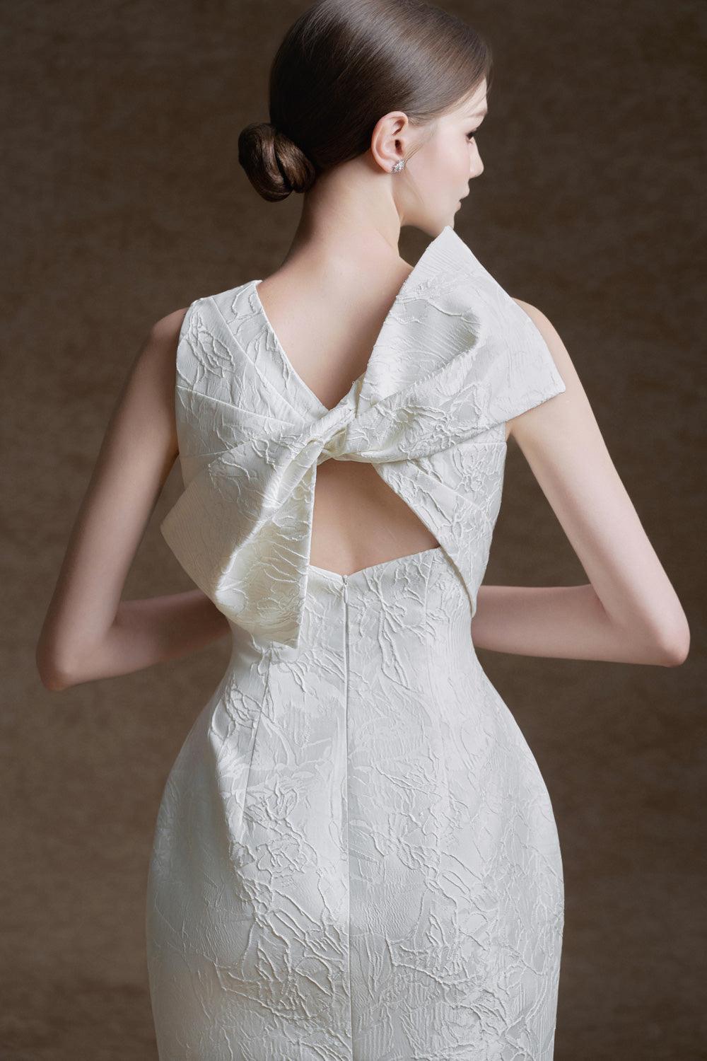 Flynna Pegged Back Slit Brocade Midi Dress - MEAN BLVD