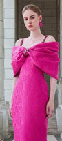 Fortuity Pegged Cold Shoulder Sleeved Jacquard Floor Length Dress - MEAN BLVD