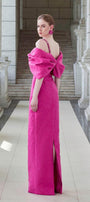 Fortuity Pegged Cold Shoulder Sleeved Jacquard Floor Length Dress - MEAN BLVD