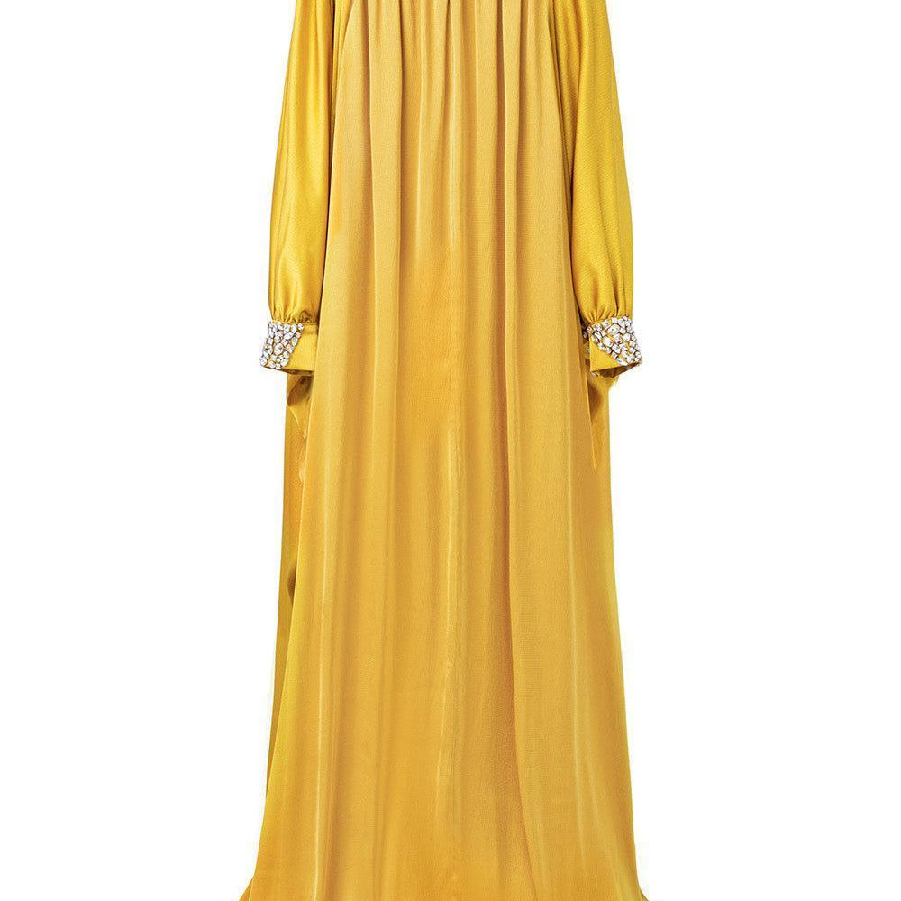 Frances Straight High Neck Silk Floor Length Dress - MEAN BLVD