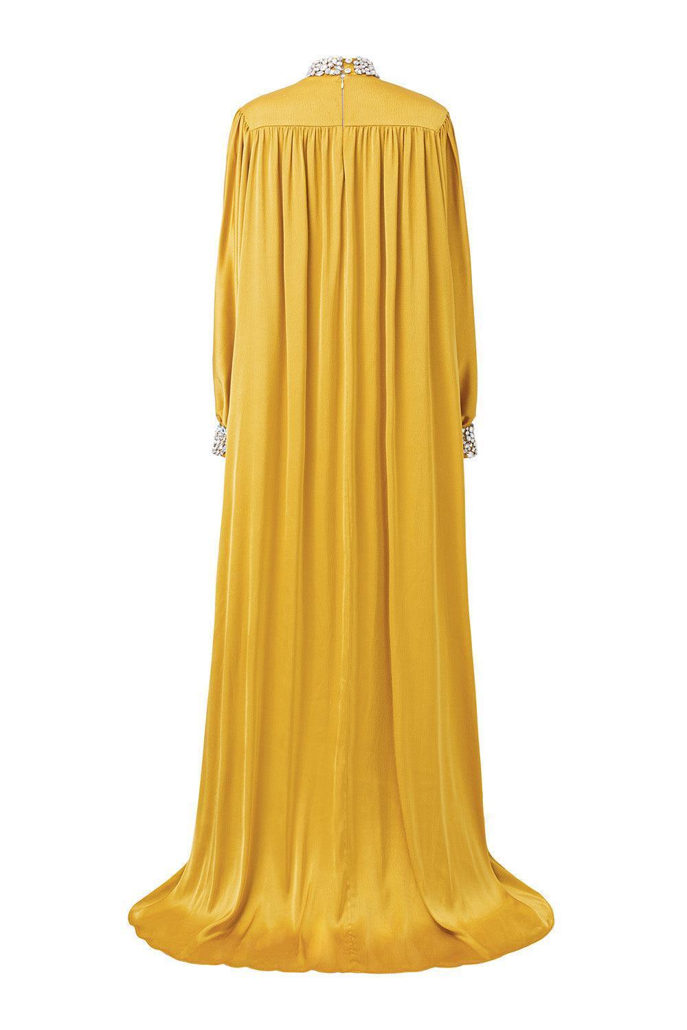Frances Straight High Neck Silk Floor Length Dress - MEAN BLVD