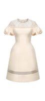 Francesca A-line Round Neck Taffeta Knee-length Dress - MEAN BLVD