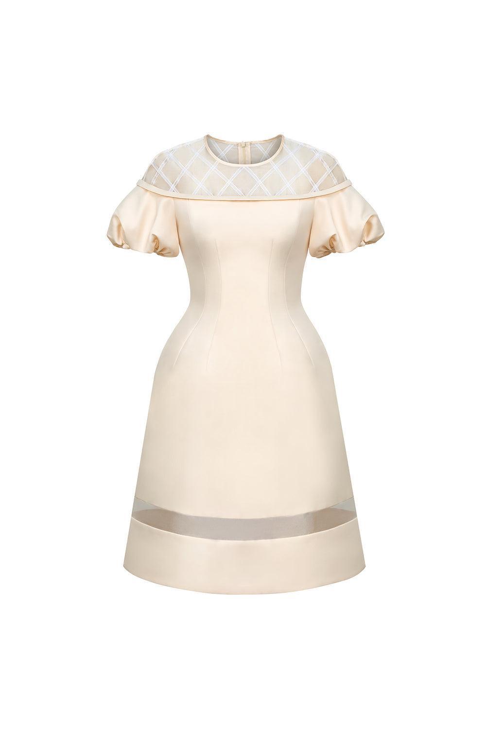 Francesca A-line Round Neck Taffeta Knee-length Dress - MEAN BLVD