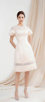 Francesca A-line Round Neck Taffeta Knee-length Dress - MEAN BLVD