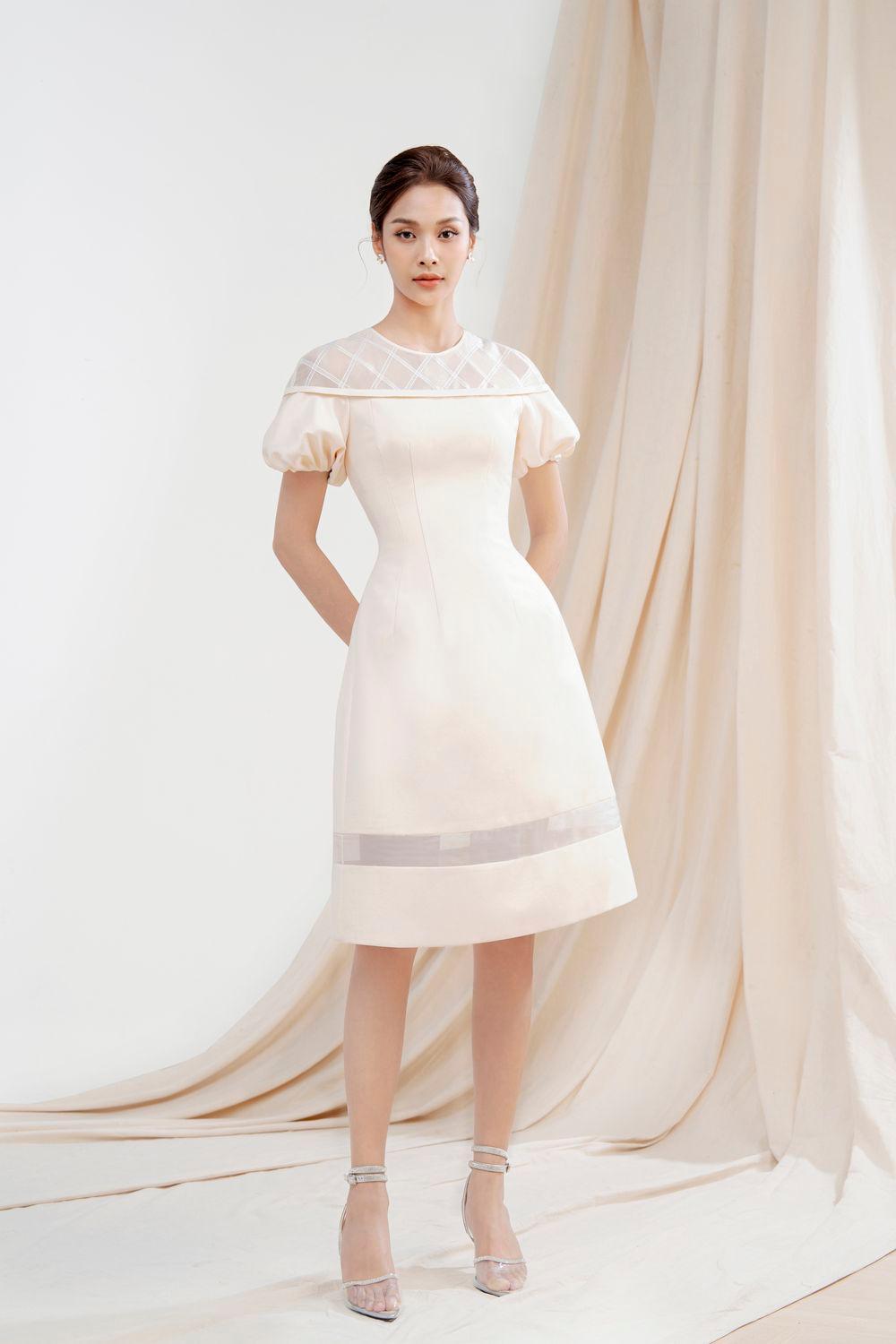 Francesca A-line Round Neck Taffeta Knee-length Dress - MEAN BLVD