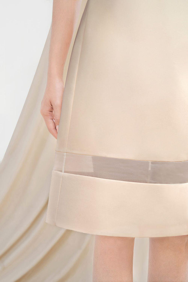 Francesca A-line Round Neck Taffeta Knee-length Dress - MEAN BLVD