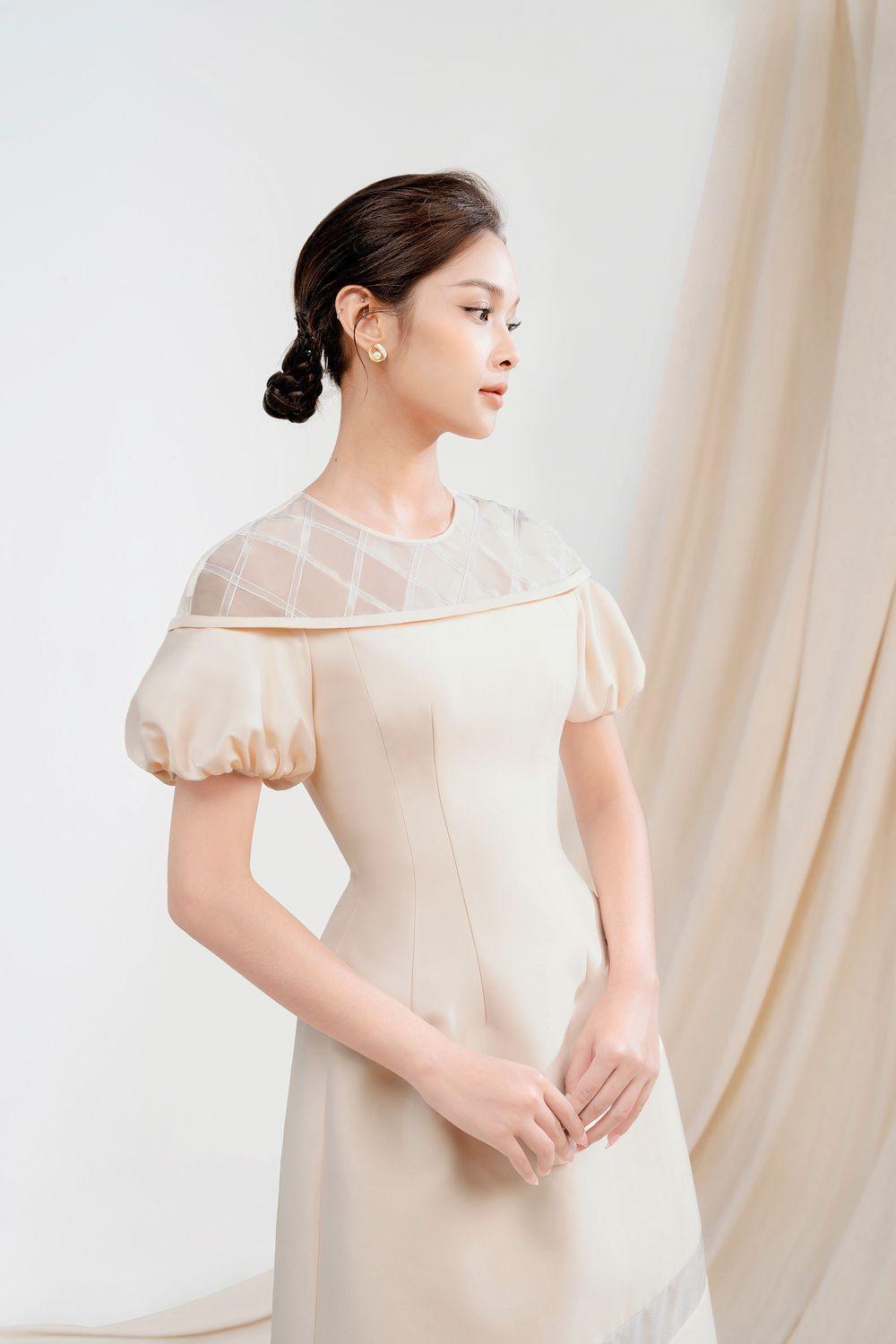 Francesca A-line Round Neck Taffeta Knee-length Dress - MEAN BLVD