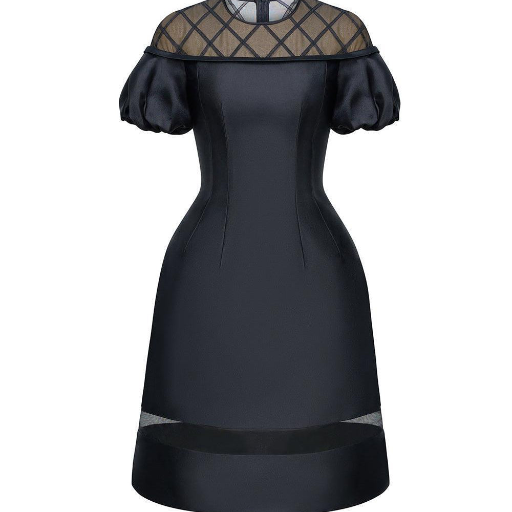 Francesca A-line Round Neck Taffeta Knee-length Dress - MEAN BLVD