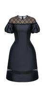 Francesca A-line Round Neck Taffeta Knee-length Dress - MEAN BLVD
