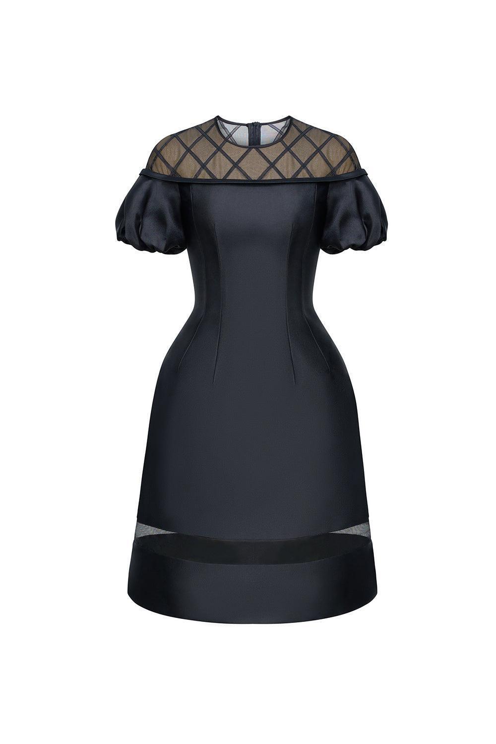 Francesca A-line Round Neck Taffeta Knee-length Dress - MEAN BLVD