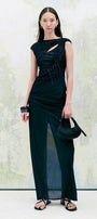 Francis Sheath Boat Neck Tulle Floor Length Dress - MEAN BLVD