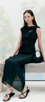Francis Sheath Boat Neck Tulle Floor Length Dress - MEAN BLVD