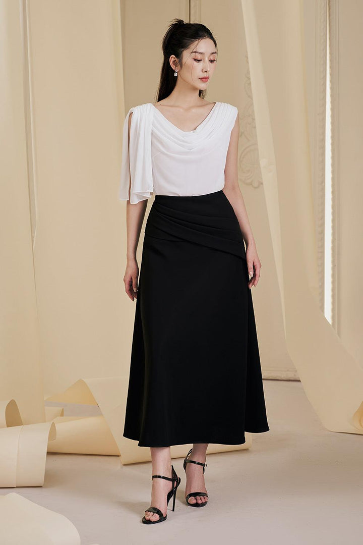 Frankie A-line Pleated Twill Ankle Length Skirt - MEAN BLVD