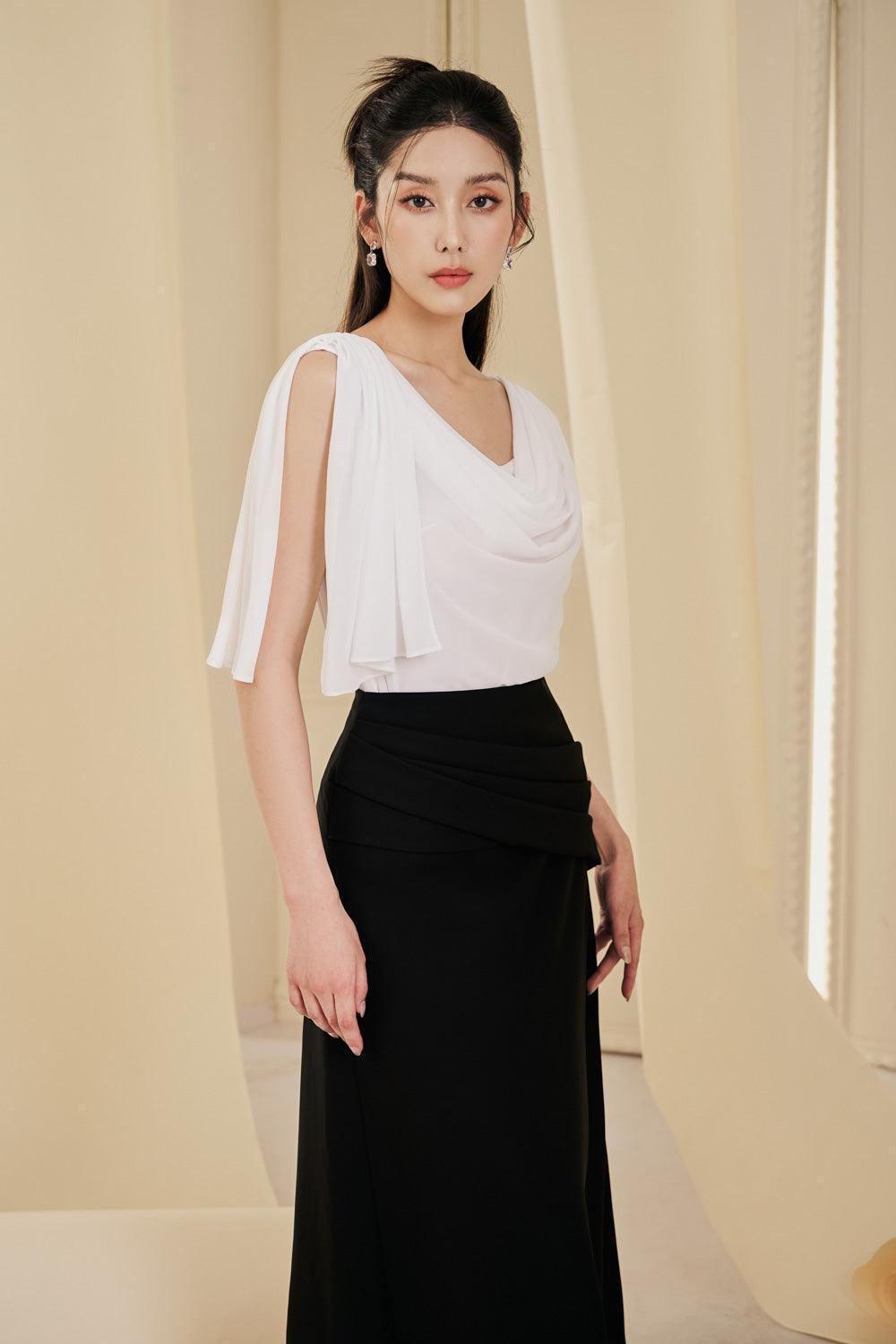 Frankie A-line Pleated Twill Ankle Length Skirt - MEAN BLVD