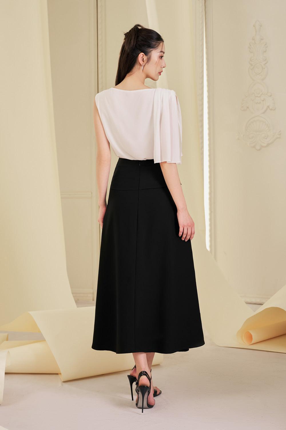 Frankie A-line Pleated Twill Ankle Length Skirt - MEAN BLVD