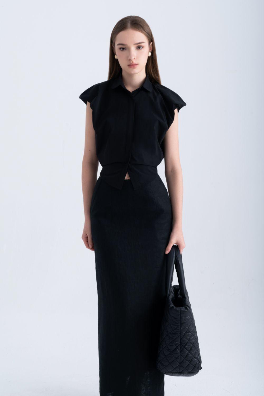 Frankie Cropped Cap Sleeved Silk Shirt - MEAN BLVD